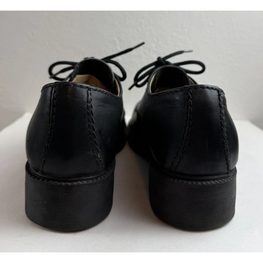 MIA Y2K Blk Leather Oxford Platform Chunky Heel Shoe Sz7 90s Grunge Goth Witchy